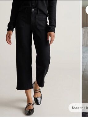 Quince Black Bella Patch Pocket Wide Leg Jeans